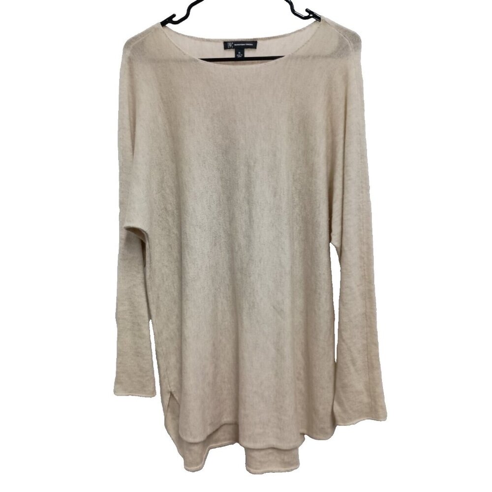 INC International Concepts Womens Tunic Sweater XL Cream Dolman Pullover Classic